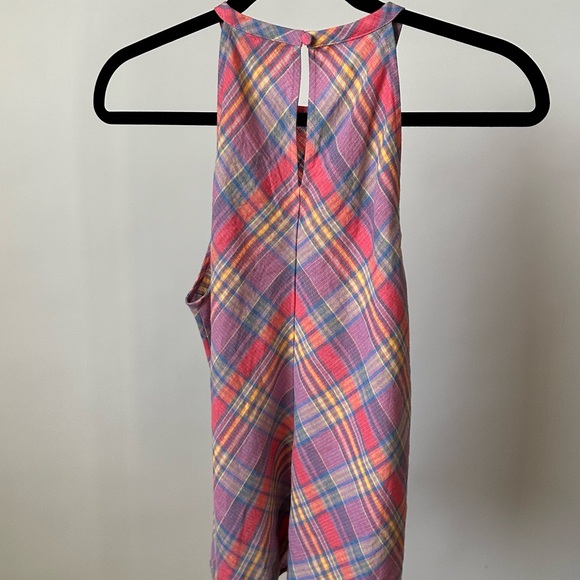 J.CREW Multicolor Plaid Print Tank Top Cotton Linen Colorful Halter Tank Size-XS - Picture 6 of 9